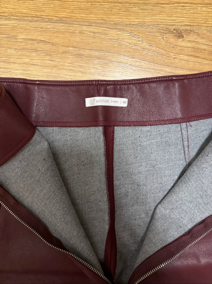 Jupe bordeaux imitation cuir - photo numéro 3