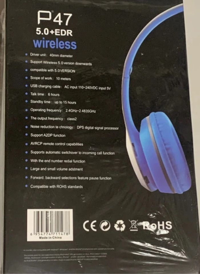 Casque wireless headphones P47 5.0+ EDR Neuf sous blister - photo numéro 4