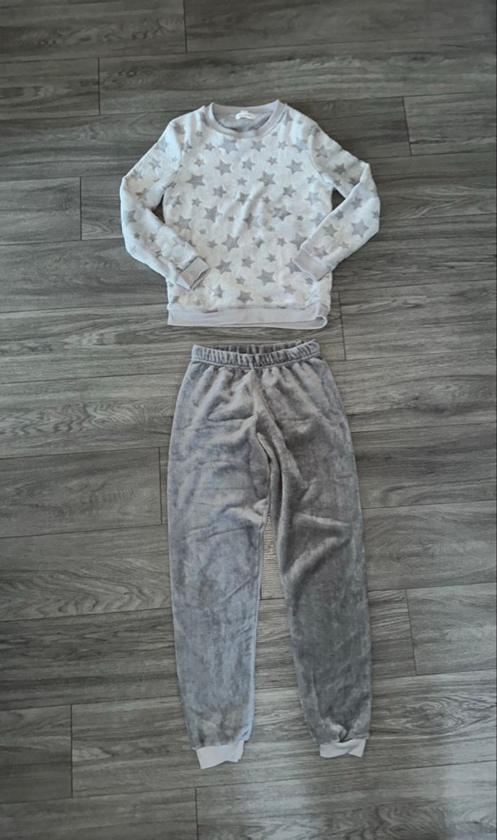 Ensemble pyjama polaire pilou étoiles gris Primark TS 38/40