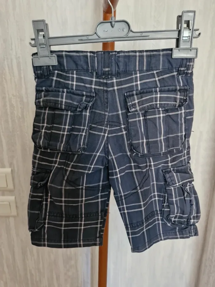 Short garçon 3 ans Creeks Bleu marine avec rayures blanches carreaux coton - photo numéro 7