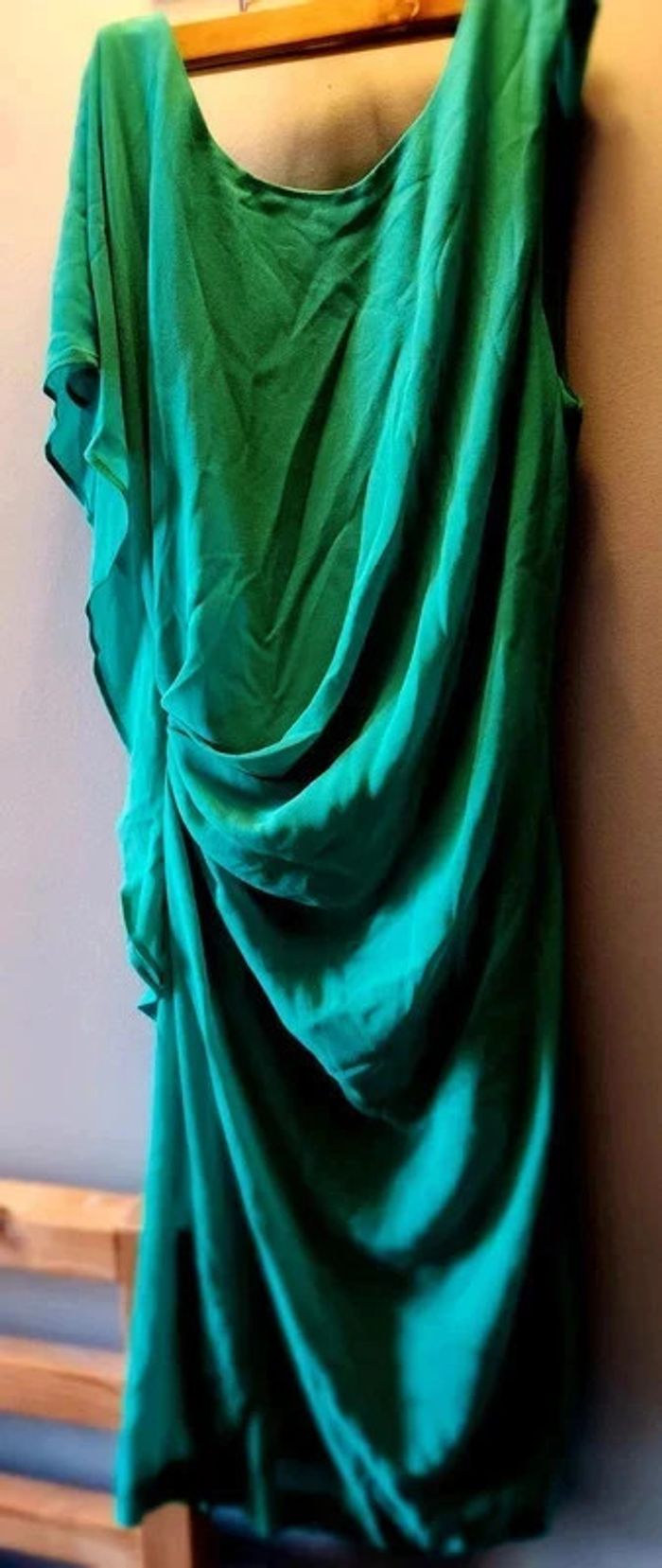 Robe asymétrique drapée verte Naf Naf - photo numéro 4