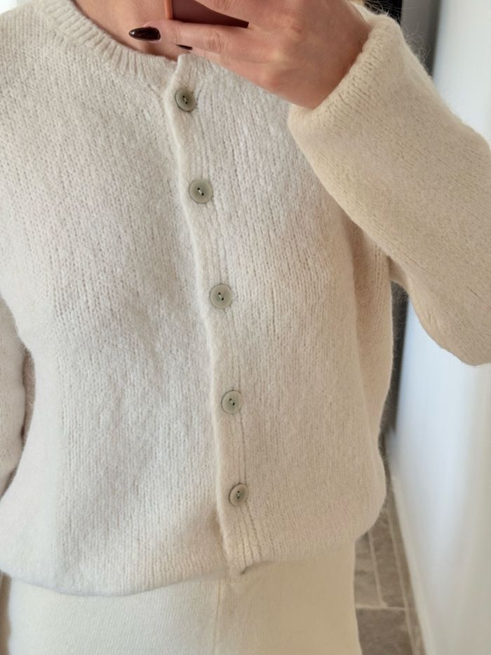 Gilet - Ecru - A Boutonner - Décontracté - Cocooning - Automne - photo numéro 3