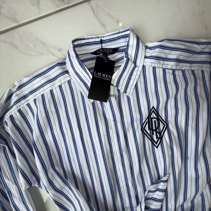 Robe-chemise Ralph Lauren en popeline de coton rayée. Neuve. Taille 6. - photo numéro 2