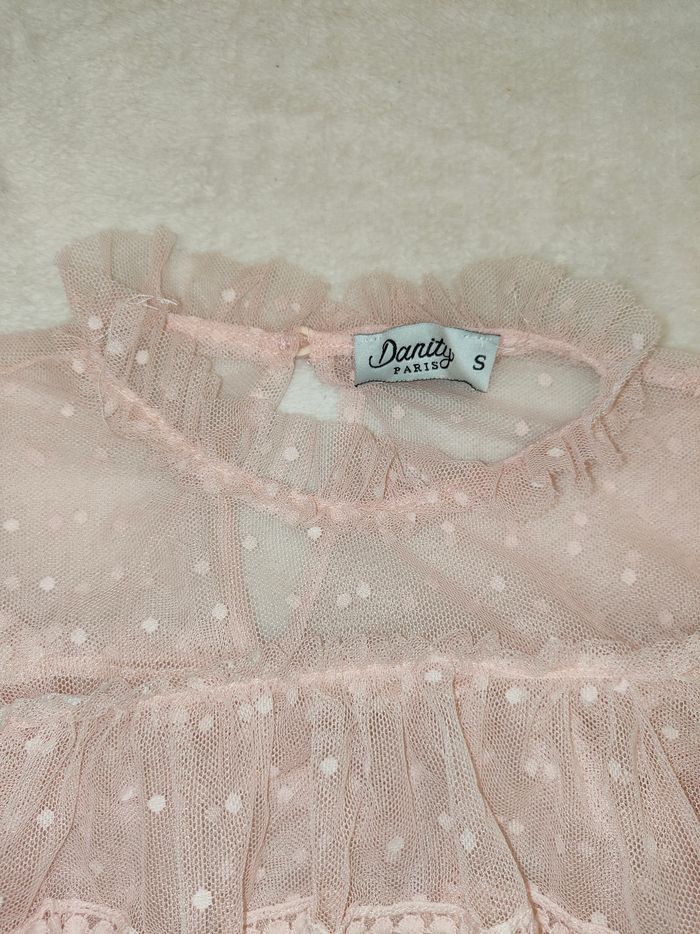 Blouse rose a froufrou femme - photo numéro 3