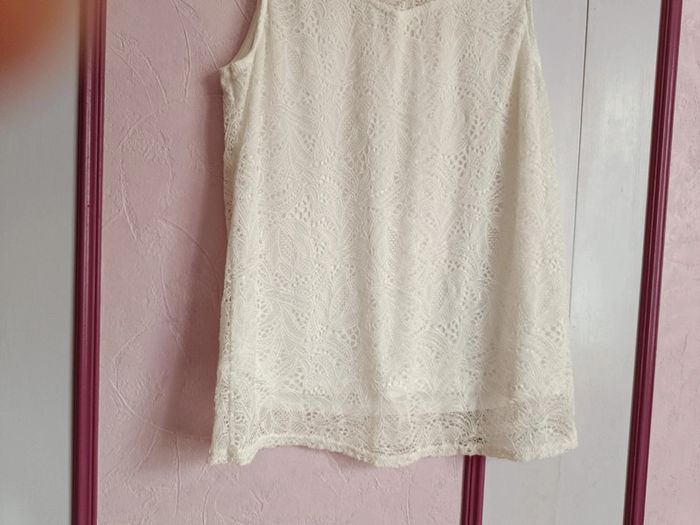 Blouse écru dentelle " Cache cache" en T.38 - photo numéro 4