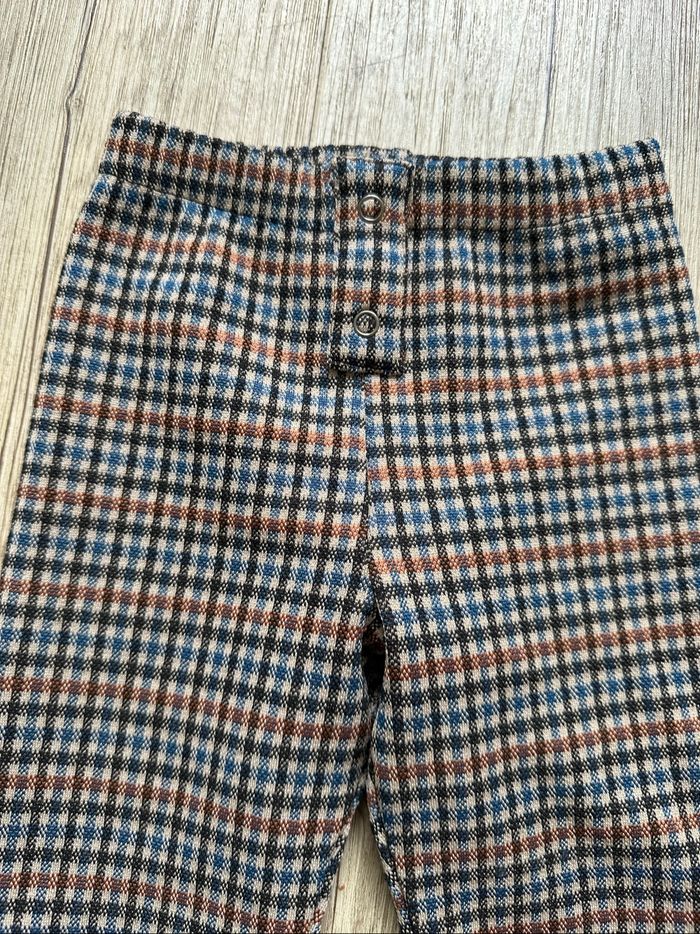 Legging à carreaux marron et bleu Zara 3/4 ans fille - photo numéro 2