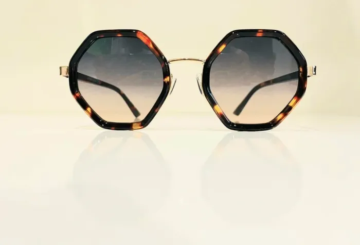 Lunette de soleil mixte hexagonale marron léopard verres dégradés uvprotection catégorie 2 - photo numéro 2