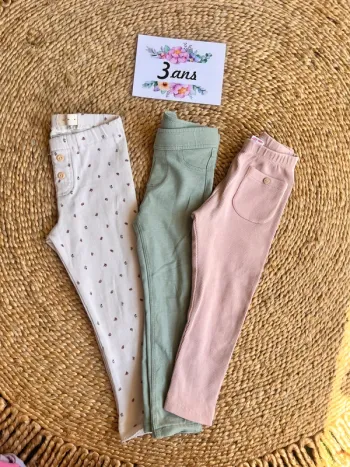 Lot leggings côtelés 3 ans