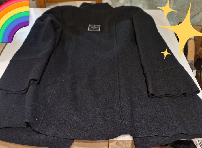 Joli manteau noir 100% laine, taille 36 - photo numéro 2