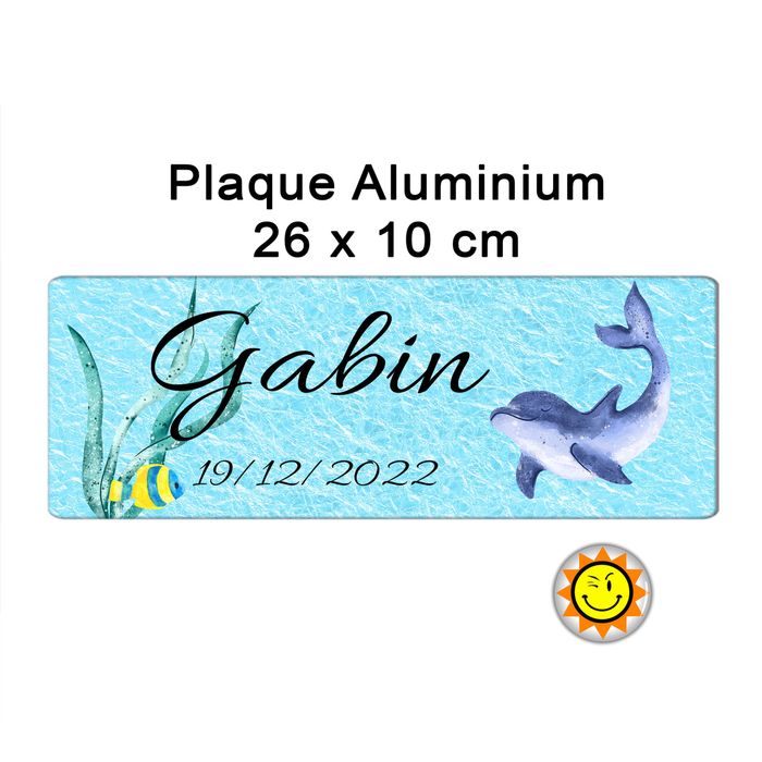 Plaque prénom aluminium personnalisée 26 x10 cm
