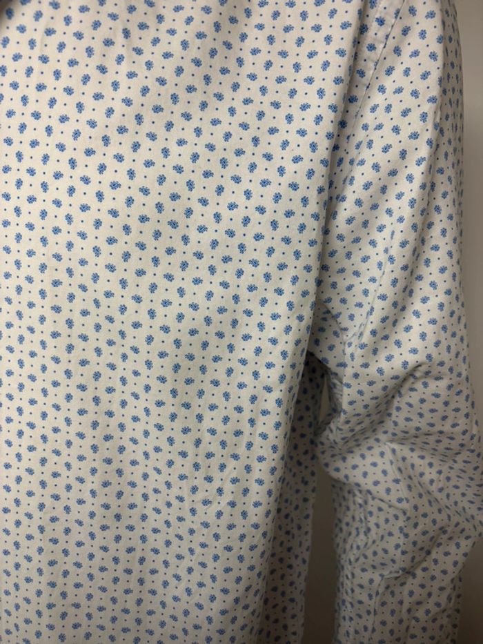 Chemise blanche à motif bleu café coton taille 42 - photo numéro 6