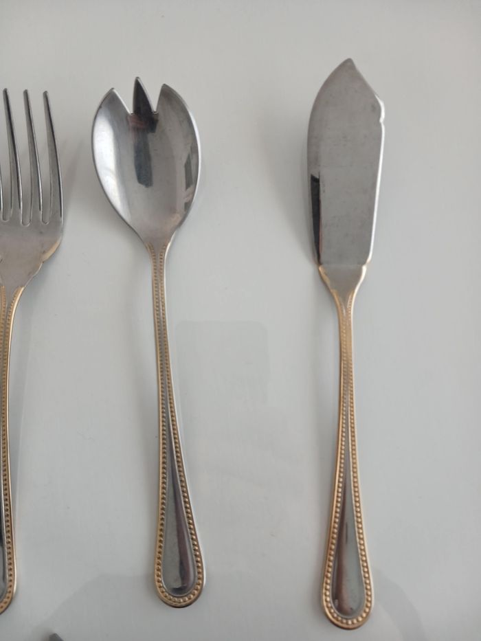 Ménagère de service 7 pièces - Inox 1810 Italie - Finition Dorée - photo numéro 2