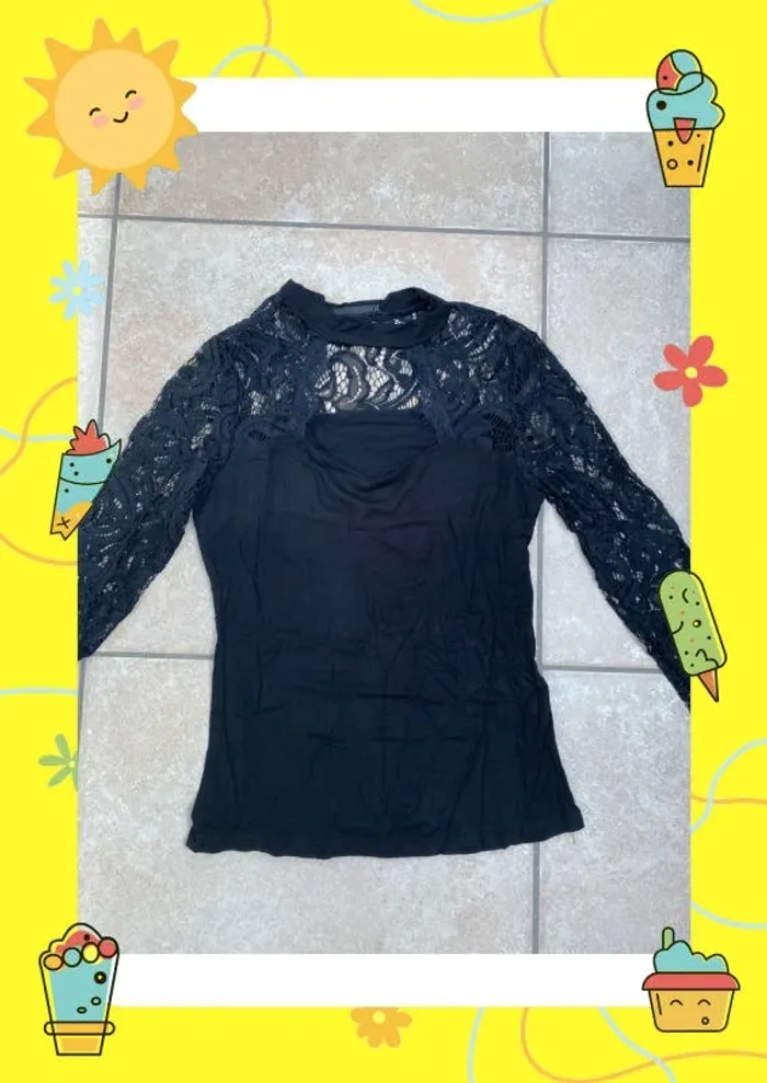 T-shirt moulant dentelle Shein