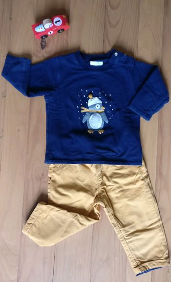 Ensemble sweat pingouin + pantalon 12 mois
