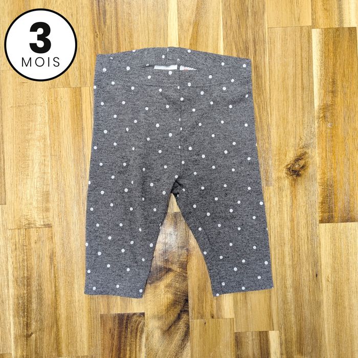 Lot 2 leggins bébé fille - 3 mois rose et gris - photo numéro 2