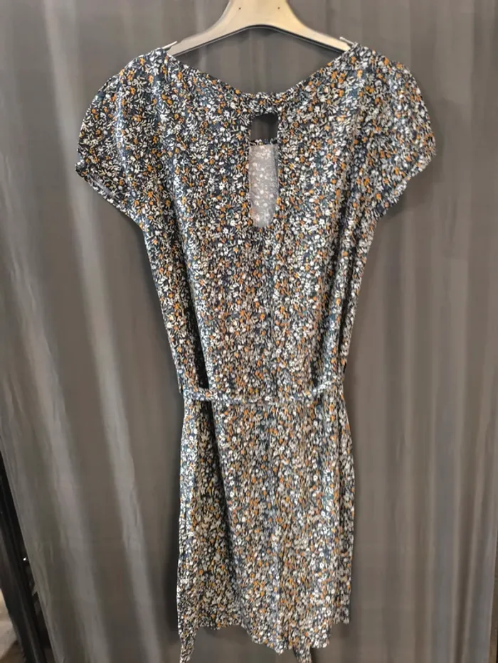 316663 robe marine motif fleurs femme S bonobo - photo numéro 2