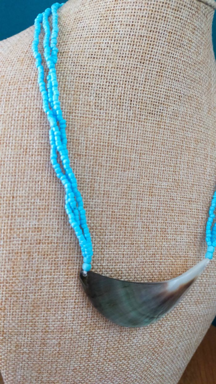 Collier en perles turquoises et nacre naturelle – Fait main - Idée Fête des Mères 💙 - photo numéro 8