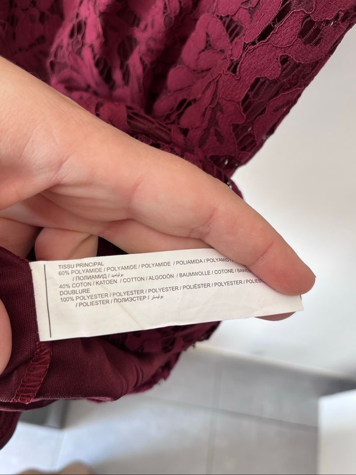 Robe d’été moulante bordeaux effet dentelle doublée - photo numéro 8