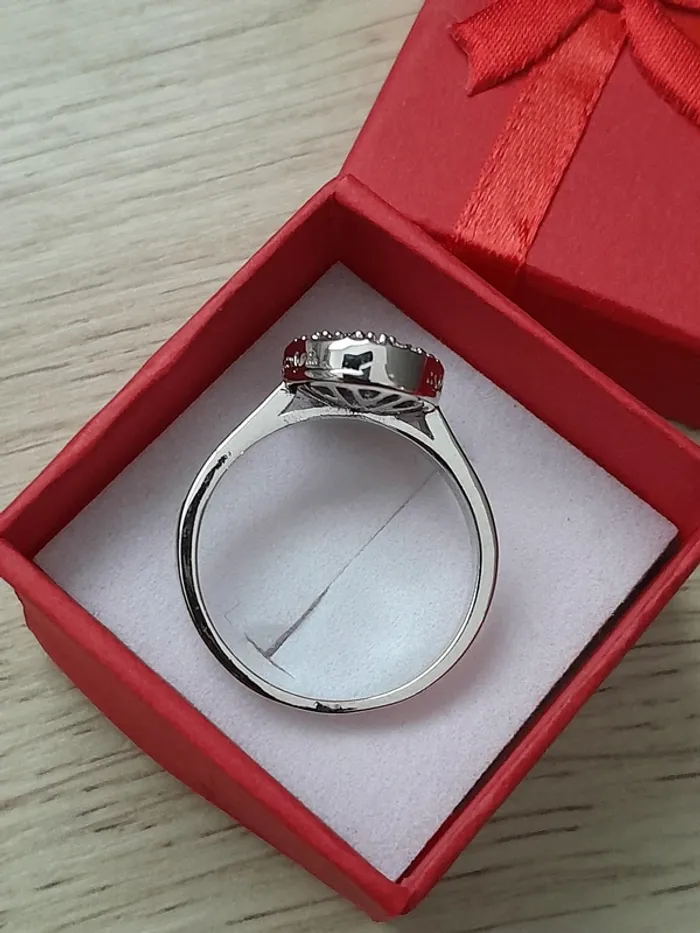Bague avec strass roses couleur argentée, taille 60 - photo numéro 4