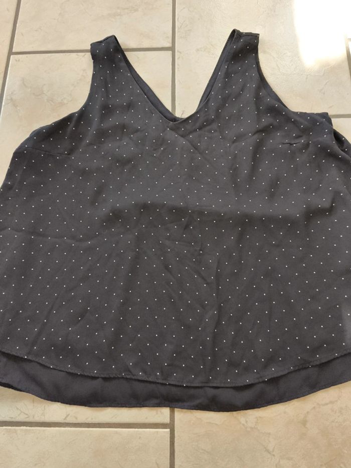 Débardeur noir à points blancs taille L - photo numéro 2