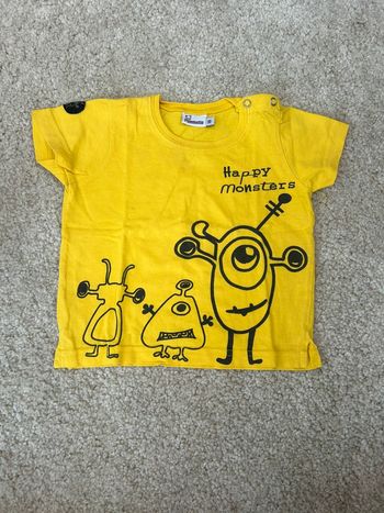 Tee shirt monstres jaune à manches courtes mixte - 18 mois - Pomette