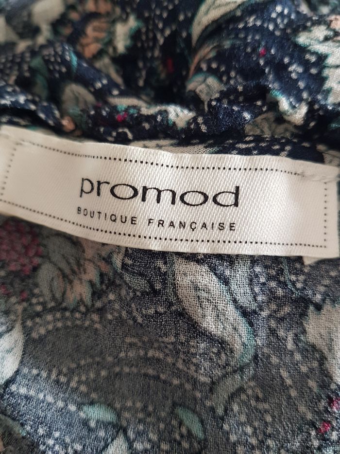 Blouse manches longues tons verts. Promod. Taille 42, 51cm aux aisselles, 62cm de haut. - photo numéro 5