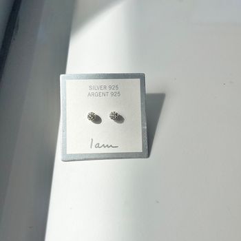 Boucles d’oreilles en argent 925 avec diamants, marque I AM, Neuves !