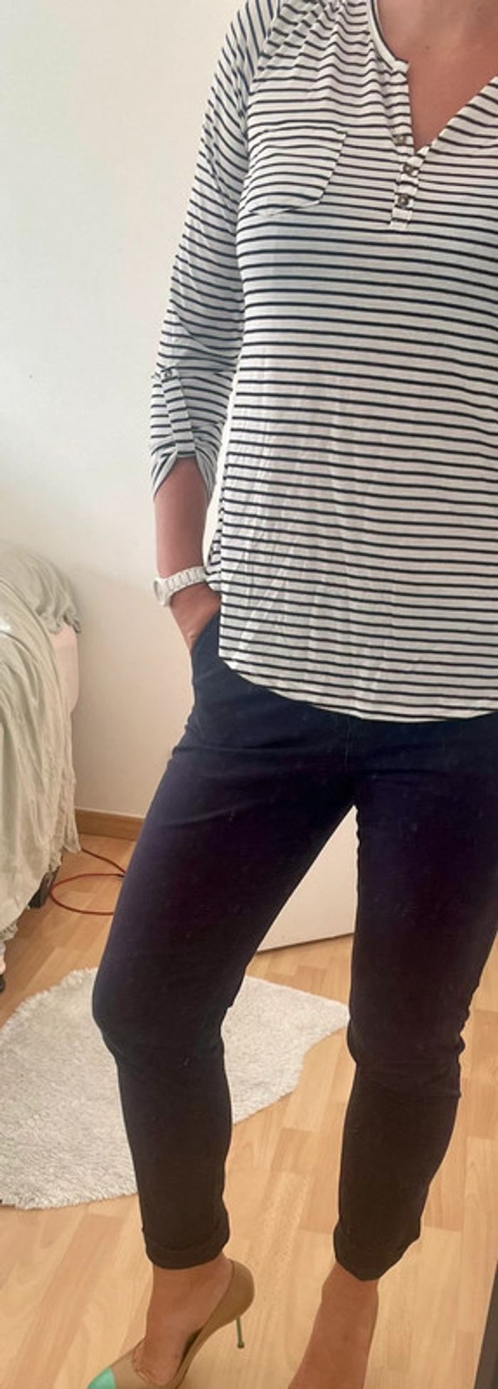 Pantalon H&M bleu marine - photo numéro 3