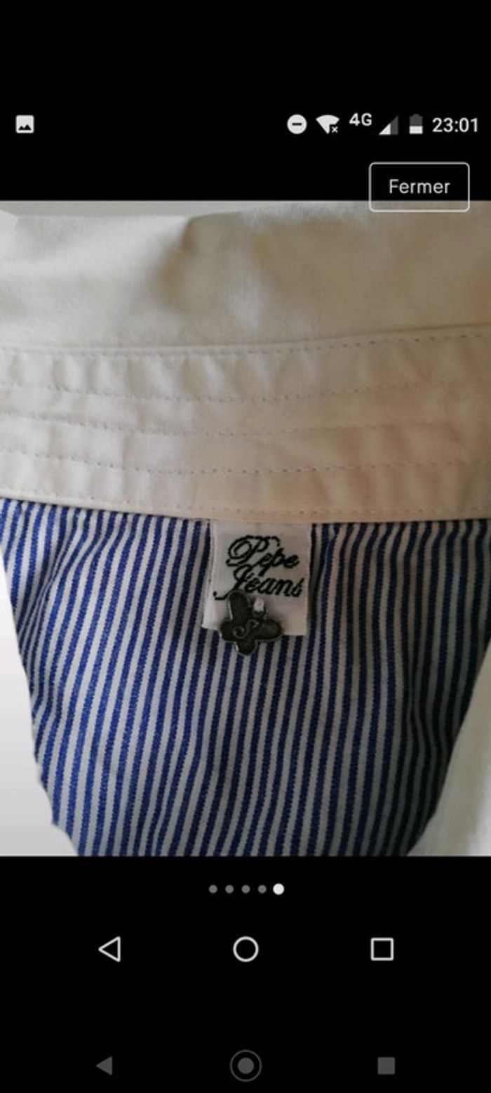Chemise Pepe jeans rayée bleue et blanche - photo numéro 3