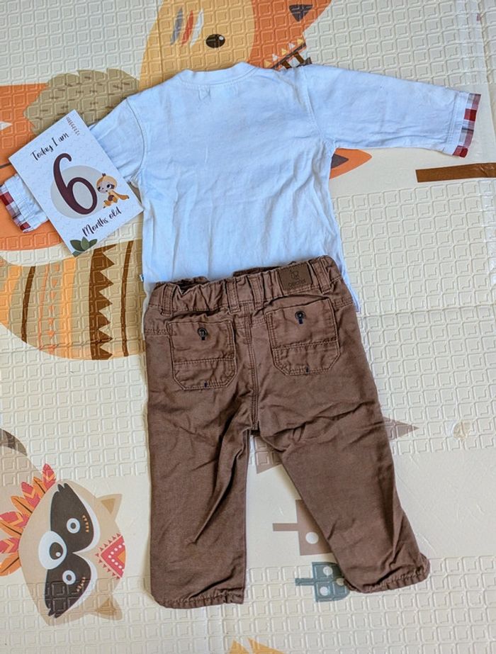 Tenue Obaibi 6 mois t-shirt manches longues et pantalon - photo numéro 2