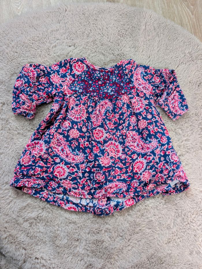 Robe bébé fille Du Pareil au Même 12 mois – coton imprimé fleuri – très bon état