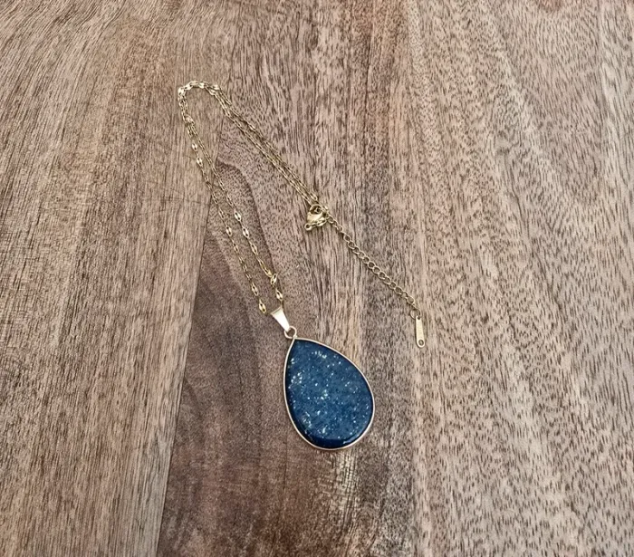 Collier lapis lazuli et acier - photo numéro 4