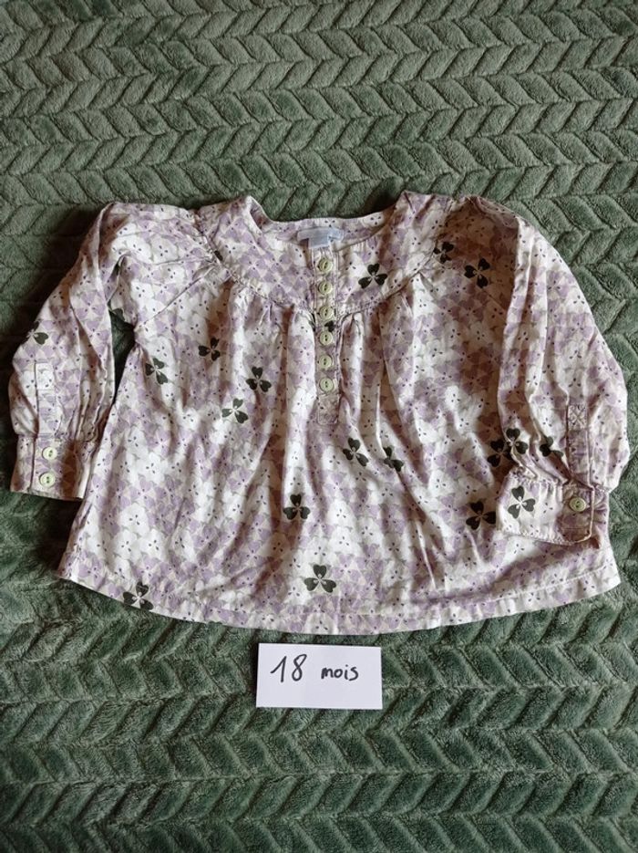 Blouse à motif violet et vert