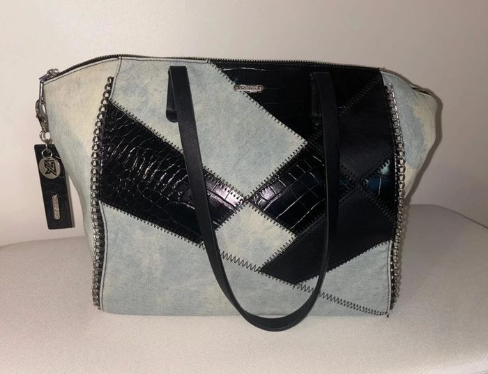 Sac femme Kaporal cuir noir et jeans