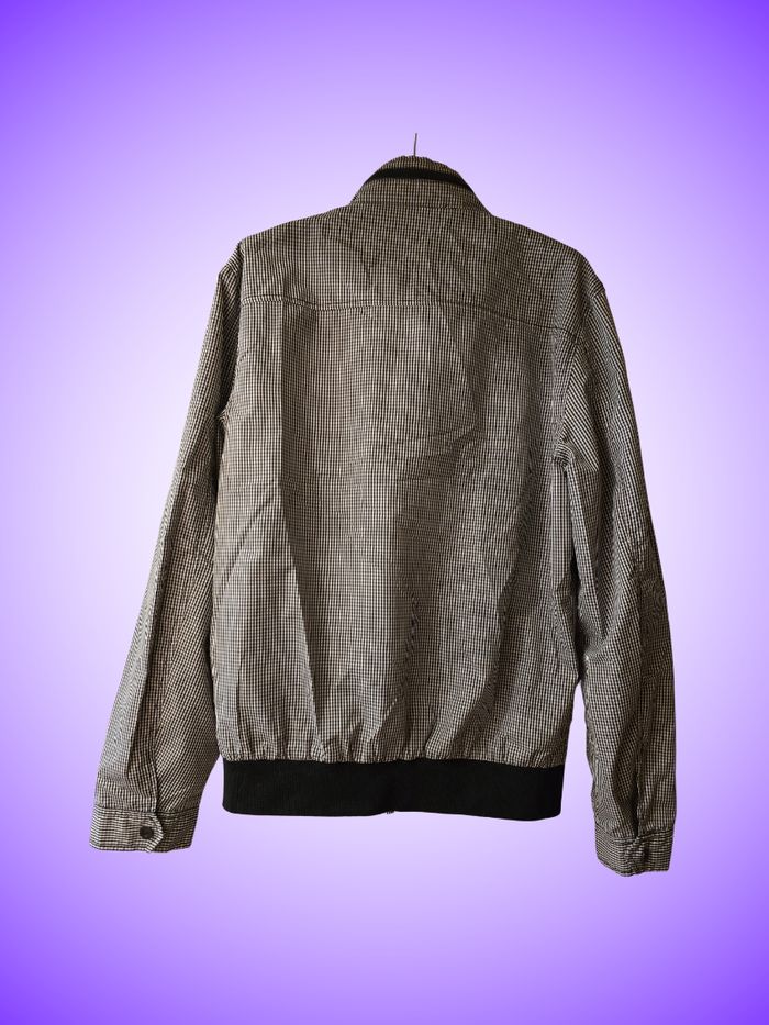 Blouson Bomber Hamaki-Ho – Motif Pied-de-Poule Micro – Noir et Blanc – Taille 40 L – Très Bon État - photo numéro 2