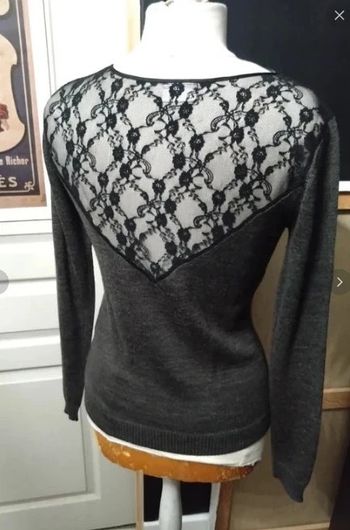 Pull gris dentelles noires vila t. 36 Neuf