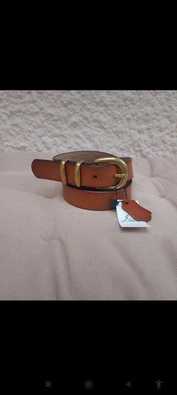 Ceinture cuir vachette marron boucle métal dorée de taille 85 neuve 34 36 fine