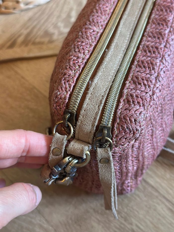 Sac Mila Louise en cuir rose poudré modèle “Mama” avec double anse modulable - photo numéro 9