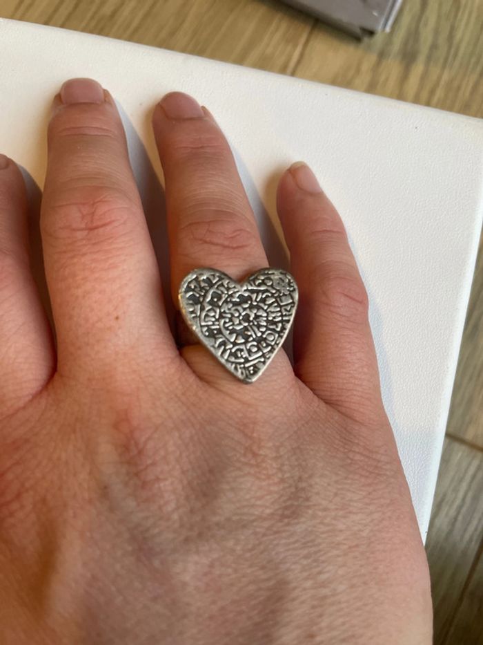 Bague marque Fy ajustable en argent coeur