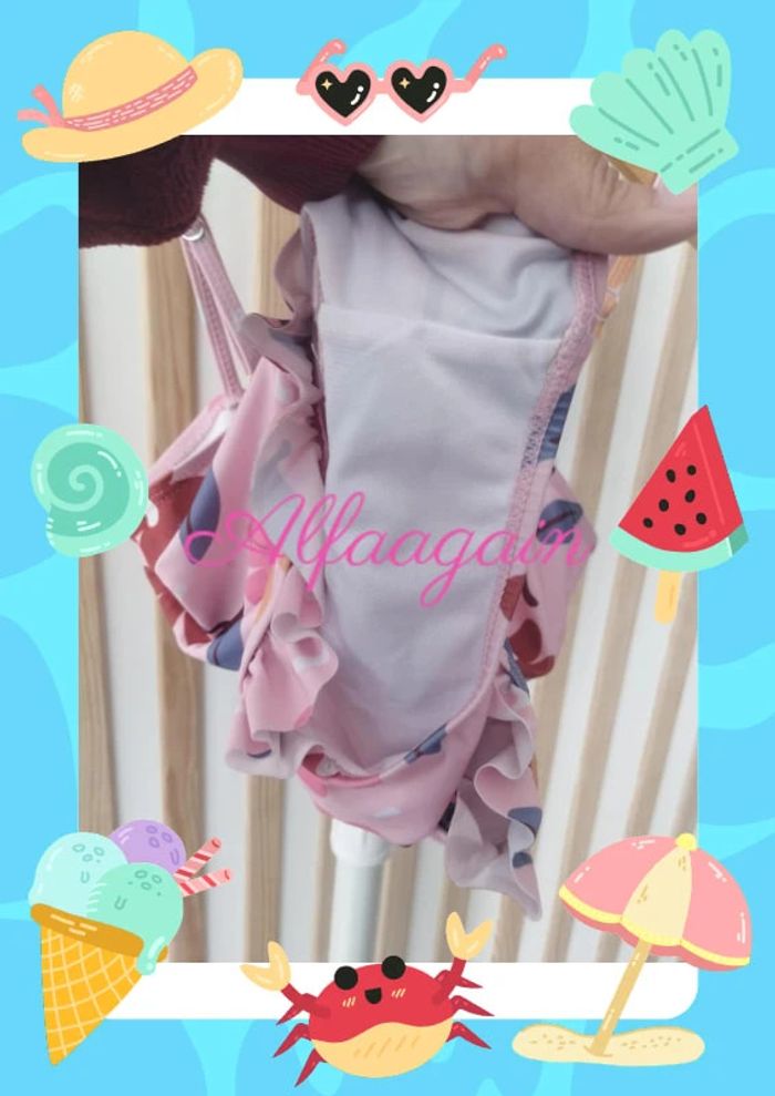 Maillot de bain neuf rose fleuri 10ans - photo numéro 8