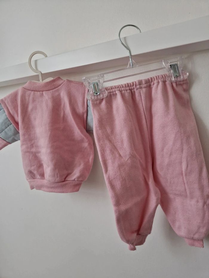 Ensemble pull pantalon jogging rose gris 3-6mois très bon état - photo numéro 6