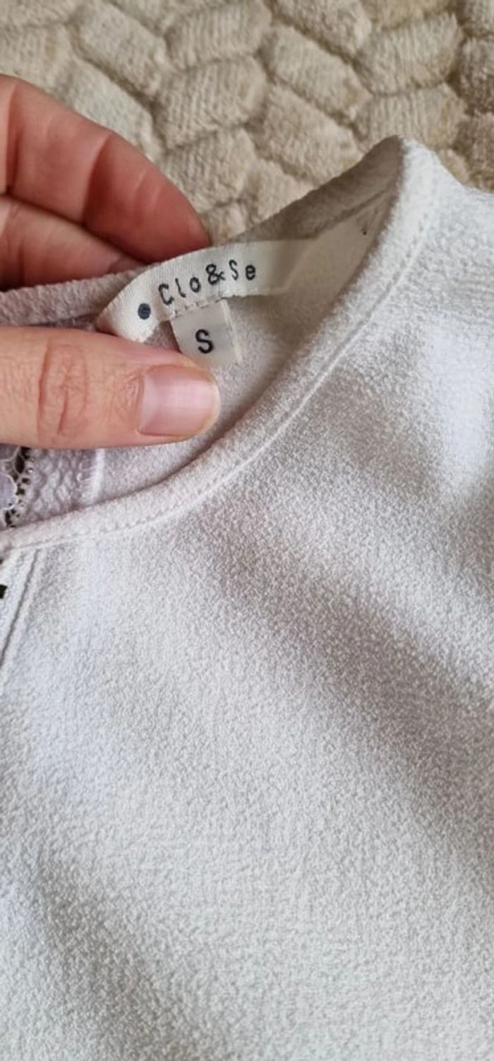 Top fluide écru Clo&se a zip et dentelle taille S - photo numéro 3