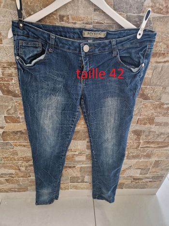 1 pantalon jean extensible taille 42 bleu marque MYSTIC