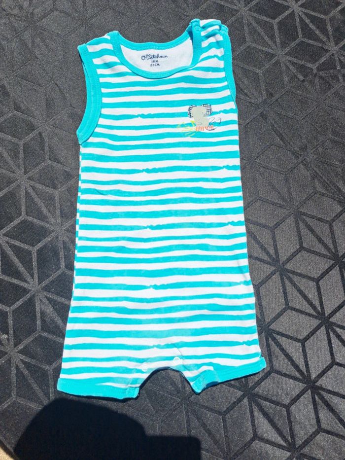 Barboteuse combishort bleu et blanc 18mois kitchoun - photo numéro 6