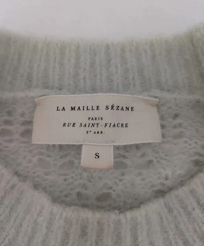 Pull en laine mohair menthe pastel - La Maille Sézane - taille S - photo numéro 4