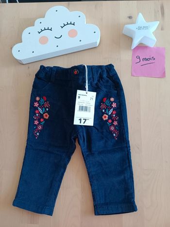 Pantalon velours 9 mois dpam fleurs