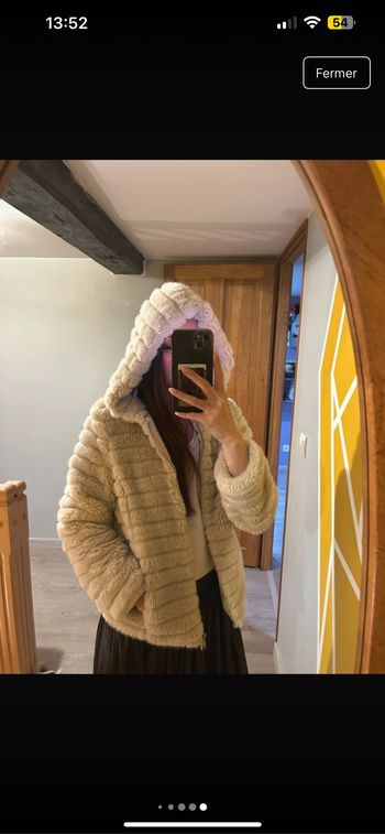 Manteau avec capuche beige, plus poche
