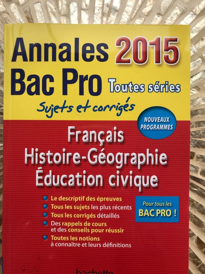 Livre annales bac pro toutes séries sujet et corrigé - photo numéro 2