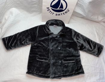 manteau velour gris Petit Bateau 18 mois