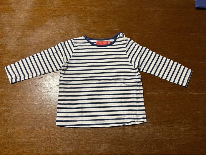 T-shirt manche longue rayé bleu et blanc - photo numéro 1